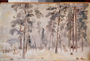 Frost (Rimfrost) - Målning av Ivan Ivanovich Shishkin (Shishkin) (1832-1898), olja på duk, cirka 1890 - Rysk konst, 1800-talslandskap - Tretyakov Gallery, Moskva av Ivan Ivanovich Shishkin