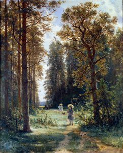 Stig genom skogen Rensa landskap i en skog. Målning av Ivan Ivanovich Shishkin (1832-1898) 1880 St. Petersburg, Eremitagemuseet av Ivan Ivanovich Shishkin