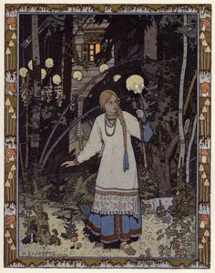 Illustration för Vassilisa The Beautiful (färg litho) av Ivan Yakovlevich Bilibin