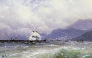 Ett kustlandskap med frakt utanför Trebizond, 1888 av Ivan Konstantinovich Aivazovsky