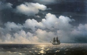 Brig Mercury’ attackerad av två turkiska fartyg. av Ivan Konstantinovich Aivazovsky