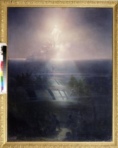 Skeppet Lefort med 84 kanoner, som sjönk 1856 under Krimkriget (1853-1856). ((Sjunkande av 84-kanonskeppet Lefort 1856). Målning av Ivan Konstantinovich Aivazovsky (1817-1900). Olja på duk av Ivan Konstantinovich Aivazovsky