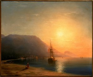 Solnedgång utanför Ajudag på Krimkusten av Ivan Konstantinovich Aivazovsky