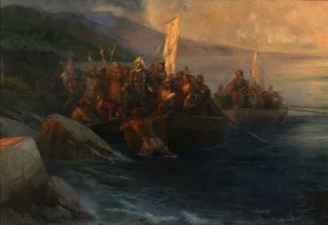 Christopher Columbus landstigning på San Salvador, 12 oktober 1492, 1892 av Ivan Konstantinovich Aivazovsky