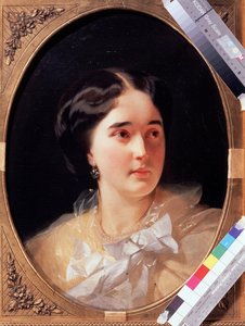 Porträtt av grevinnan Darya Olsufjeva (1836-?) (Porträtt av grevinnan D. Olsufjeva). Målning av Ivan Kosmich Makarov (1822-1897), olja på duk