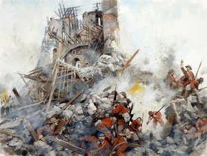 Destruction of the Keep, engelska inbördeskriget, Scarborough Castle, 1645, c1990-2010