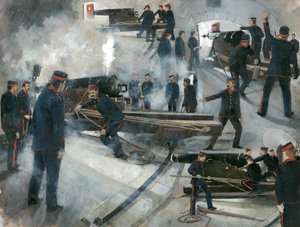 Kanonbesättning, Dartmouth Point Battery Kasematter vid Dartmouth Castle i slutet av artonhundratalet av Ivan Lapper