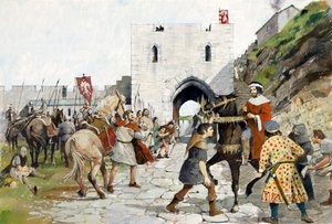 Den medeltida innergården till Tintagel Castle (akvarell på papper) av Ivan Lapper