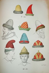 Ryska huvudbonader från 1400- och 1500-talen, 1850-1852 av Ivan Mikhaylovich Snegirev