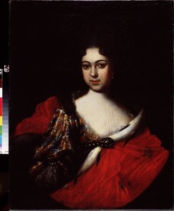 Porträtt av kejsarinnan Praskovia Ivanovna (1694-1731), brorsdotter till Pierre I Le Grand (1672-1725) och dotter till Ivan V (1666-1696). (Porträtt av Tzarevna Praskovya Ivanovna, systerdotter till Peter den store). Peinture av Ivan Nikitich Nikitin (Niki