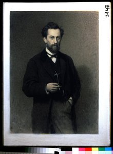 Porträtt av konstnären Mikhail Konstantinovich Klodt baron von Jurgensburg (Michail Clodt, Michael Konstantinow Clodt) (1832-1902) (Porträtt av konstnären M.K.Clodt). Målning av Ivan Nikolayevich Kramskoi (1837-1887), olja på duk av Ivan Nikolaevich Kramskoy
