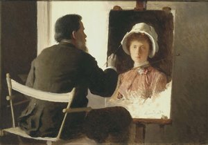 Kramskoy målar ett porträtt av sin dotter, 1884
