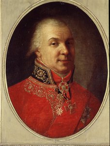 Porträtt av poeten Gavrill R. Derzhavin (Gavril eller Gavrila Derzhavin) (1743-1816) (Porträtt av poeten Gavrill R.Derzhavin). Målning av Ivan Petrovich Argunov (Argunov) (1729-1802). Olja på duk, 61 x 50 cm, före 1801. Rysk konst, 1700-talsporträtt.