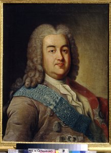 Porträtt av prins Alexis Mikhailovich Cherkassky (1680-1742) (Porträtt av prins A.M.Cherkassky). Målning av Ivan Petrovich Argunov (Argunov) (1729-1802), olja på duk, mitten av 1700-talet. Rysk konst från 1700-talet. Statens museum för keramik och land es