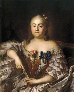 Porträtt av grevinnan Varvara Alexeyevna Sheremetyeva 1711-1767, ca 1760