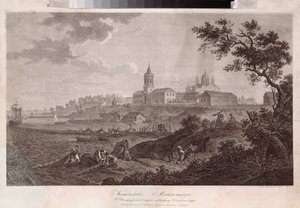 Le monastere Konevsky de la Nativite de la Vierge a Konevets (Konevsky-klostret för jungfruns födelse i Konevets) - Oeuvre de Ivan Vasilievich Chessky (Cheskoy) (1782-1848), gravyr av Ivan Vasilievich Chessky