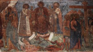 Fresk i katedralen Our Lady of the Sign, Novgorod, tidigt 1700-tal.