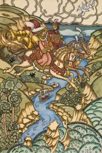 Illustration till sagan Marya Morevna, 1913-1915 av Ivan Yakovlevich Bilibin