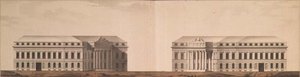 Planera för torget framför amiralitetet, ca 1770 (penna, pensel, bläck och akvarell) av Ivan Yegorovich Starov