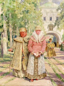 Mor och dotter återvänder från kyrkan av Ivanovich Vasili Navazov