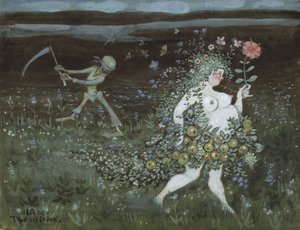 La Vie et la Mort - Liv och död, av Arosenius, Ivar (1878-1909). Akvarell, Gouache på papper