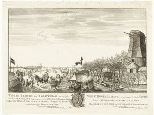 Isunderhållning på ett översvämmat stycke land i Haag Vintervy, från Haag efter Westland-sidan / Vuë d