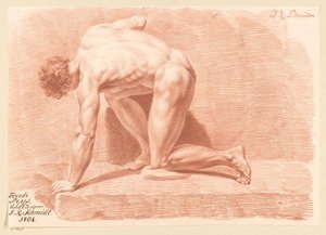 Knästående man naken, sidovy (2:a pris 1804) av Izaak Riewert Schmidt
