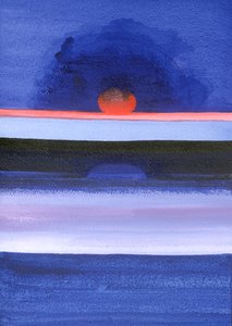Havslandskap, solnedgång, Helsingfors, 1991 (akryl på duk) av Izabella Godlewska de Aranda