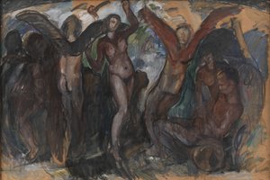 Figurkomposition med Bacchants av J.A. Jerichau