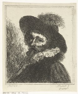 Mans porträtt med hatt av J.B. Bernaert
