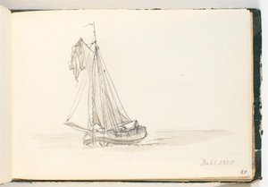 Ett stort segelfartyg i grovt vatten av Johan Christian Dahl