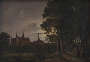 Frederiksborgs slott vid månsken av Johan Christian Dahl