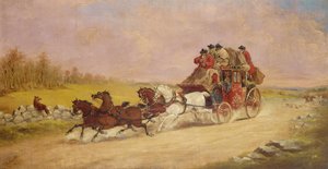 The Royal Mail Coach between the Fox and the Hunt, 1881 av J.C. Maggs