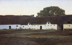 En gård i Vendsyssel. Solnedgång av J.C. Schlichtkrull