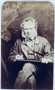 Porträtt av Sir Edwin Landseer (1802-73) (albumintryck) av J.C. Watkins