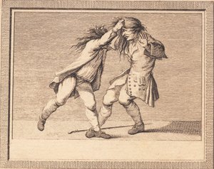 Den satiriska författaren och den kritiserade i håret på varandra av J.F. Clemens