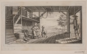 En hall öppen mot baksidan av en byggnad av J.F. Clemens