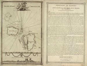 Karta över Christiansø med textsidan av J.F. Clemens