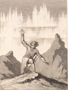 Niels Klim dyker upp igen mellan de norska klipporna av J.F. Clemens