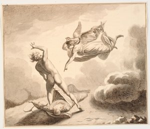 Ärkeängeln Mikael och Satan bråkar om Moses kropp