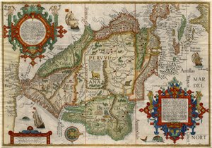 Delineatio omnium orarum totius Australis parties Americae, um 1596 von J.H. & van Langren A.F. (1571-1644) Linschoten