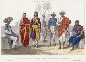 Kaukasisk ras, hinduer (färgad gravyr)
