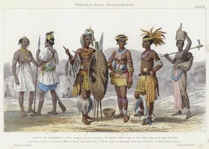 Etiopisk ras, Negros, Kaffirs (färgad gravyr)