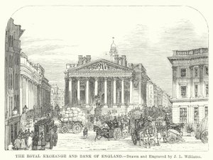 Royal Exchange och Bank of England (gravyr)