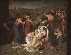 Andromache i förtvivlan vid åsynen av Hectors kropp