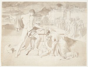 Andromache och sonen Astyanax med Pyrrhus vid Hectors sarkofag