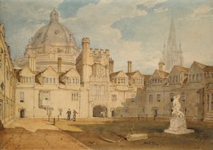 En vy från insidan av Brazen Nose College Quadrangle, Oxford, 1803-1804 av Joseph Mallord William Turner