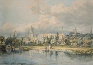 South View of Christ Church etc. från ängarna, 1798-1799 av Joseph Mallord William Turner