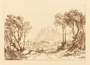 The Castle Above the Meadows, publicerad 1808. av Joseph Mallord William Turner