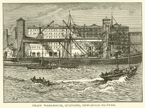 Grain Warehouse, Quayside, Newcastle-on-Tyne (gravyr) av J.R. Brown